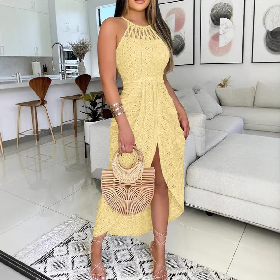 Damen Maxikleid mit raffiniertem Rippendesign und aufregendem Schlitz Echo Archiv