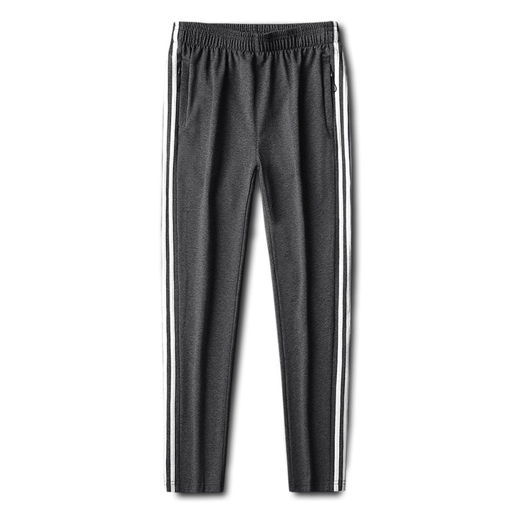 Herren Slim-Fit Trackhose mit seitlichen Kontraststreifen, Reißverschlusstaschen und elastischem Bund – Sorevano