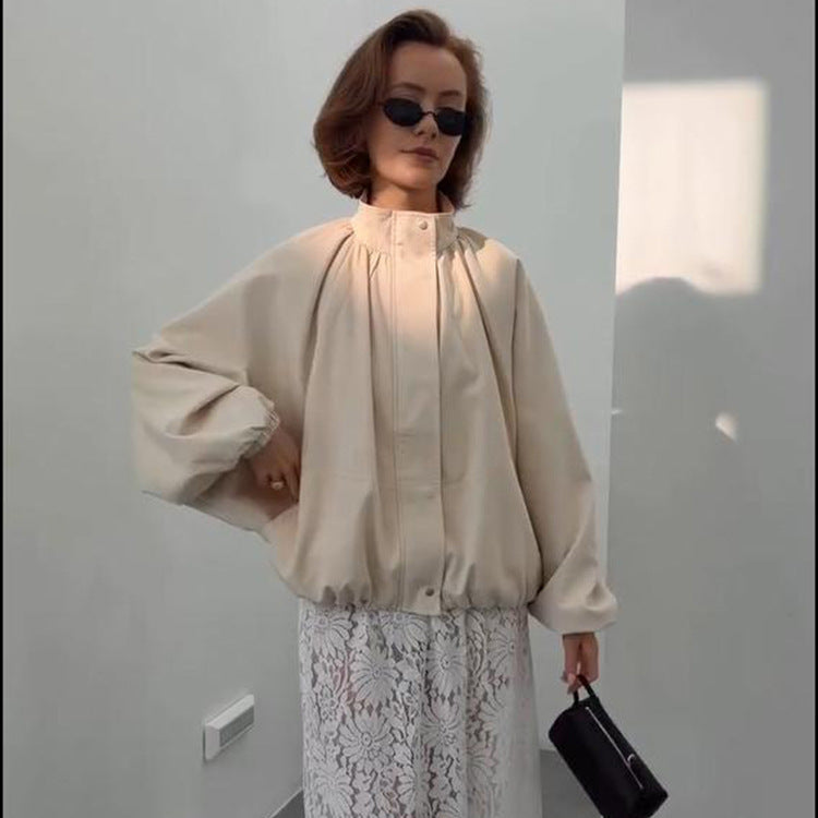 Damen Oversize Blousonjacke mit Stehkragen und Volumenärmeln Echoarchiv