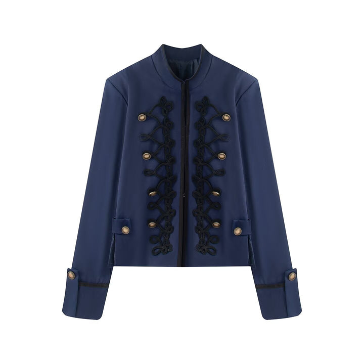 Damen Kurzjacke im Militärestil mit Stehkragen Kordverzierung und Zierknöpfen Echo Archiv