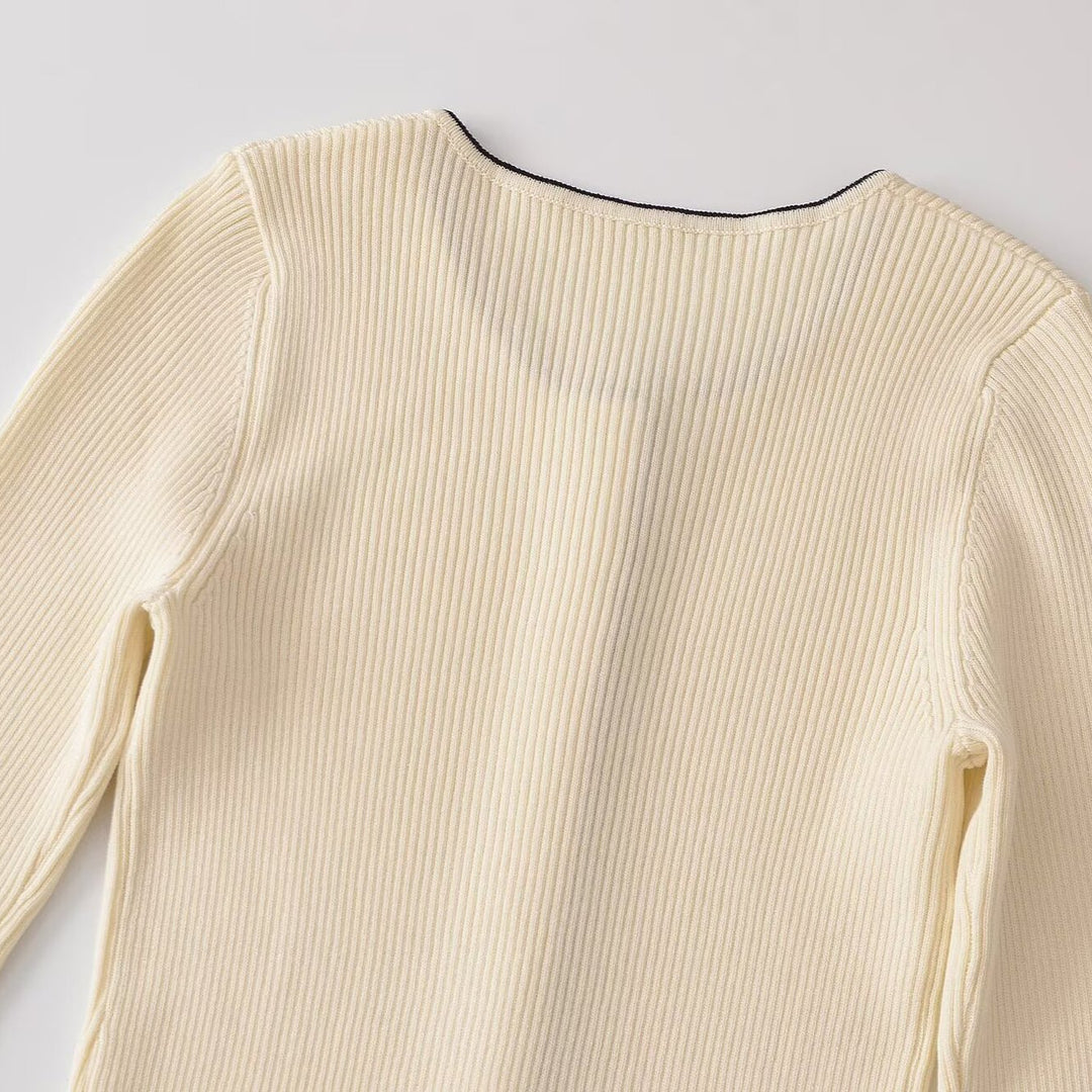 Damen Feinripp-Cardigan mit verdeckter Knopfleiste und Kontrastkante Echoarchiv