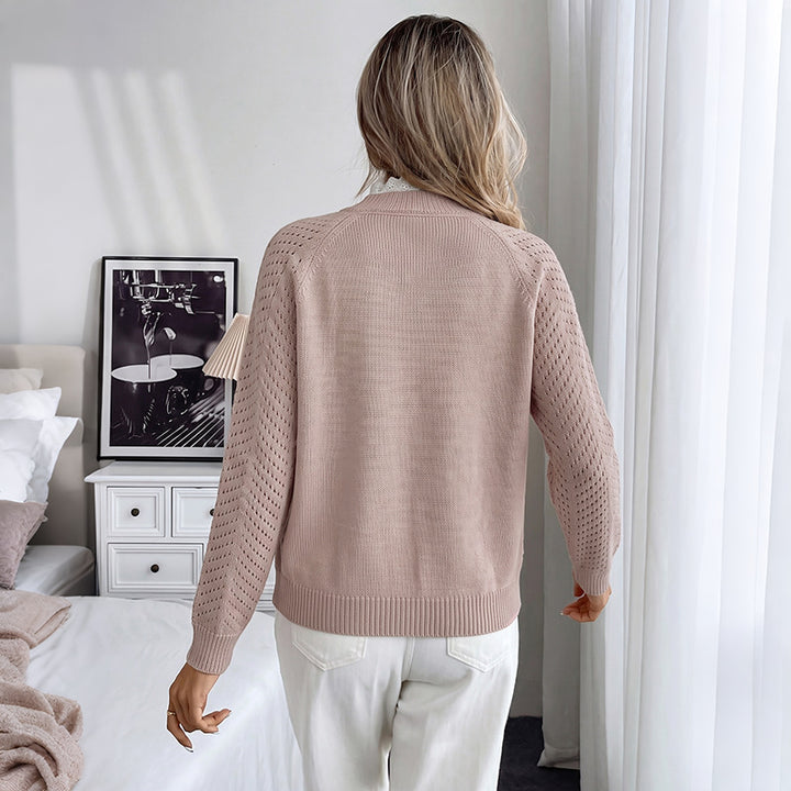 Damen Bequemer Pullover mit Lochmuster und Knopfdetails Echo Archiv