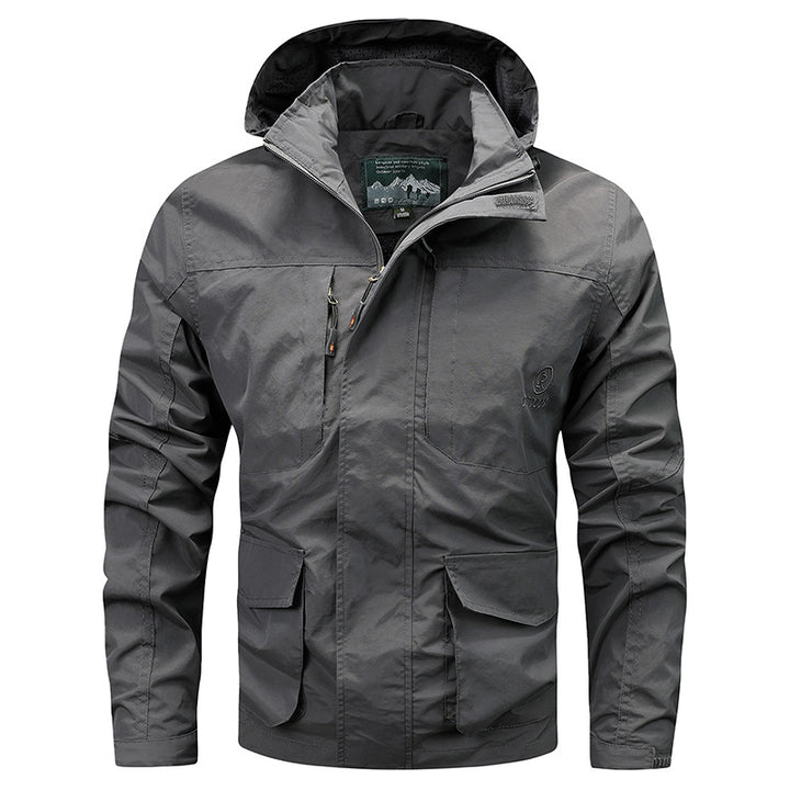 Herren Technische leichte Outdoorjacke mit Kapuze wasserabweisend und Multifunktionstaschen Echo Archiv