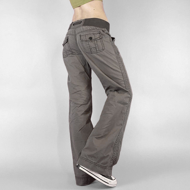 Damen High‑Waist Schlaghose aus Baumwollmix mit Elastikbund, Tunnelzug und aufgesetzten Taschen – Avélisse