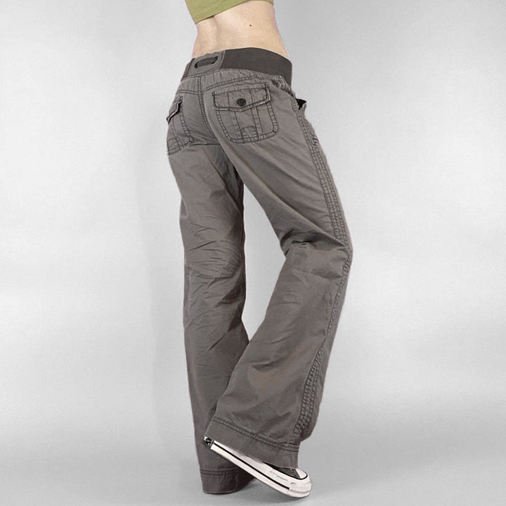 Damen High‑Waist Schlaghose aus Baumwollmix mit Elastikbund, Tunnelzug und aufgesetzten Taschen – Avélisse