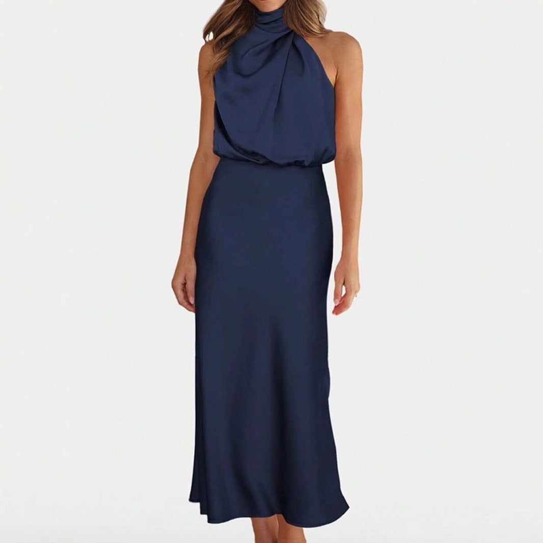Damen Elegantes Trägerkleid mit drapiertem Oberteil und A-Linien-Schnitt Echo Archiv