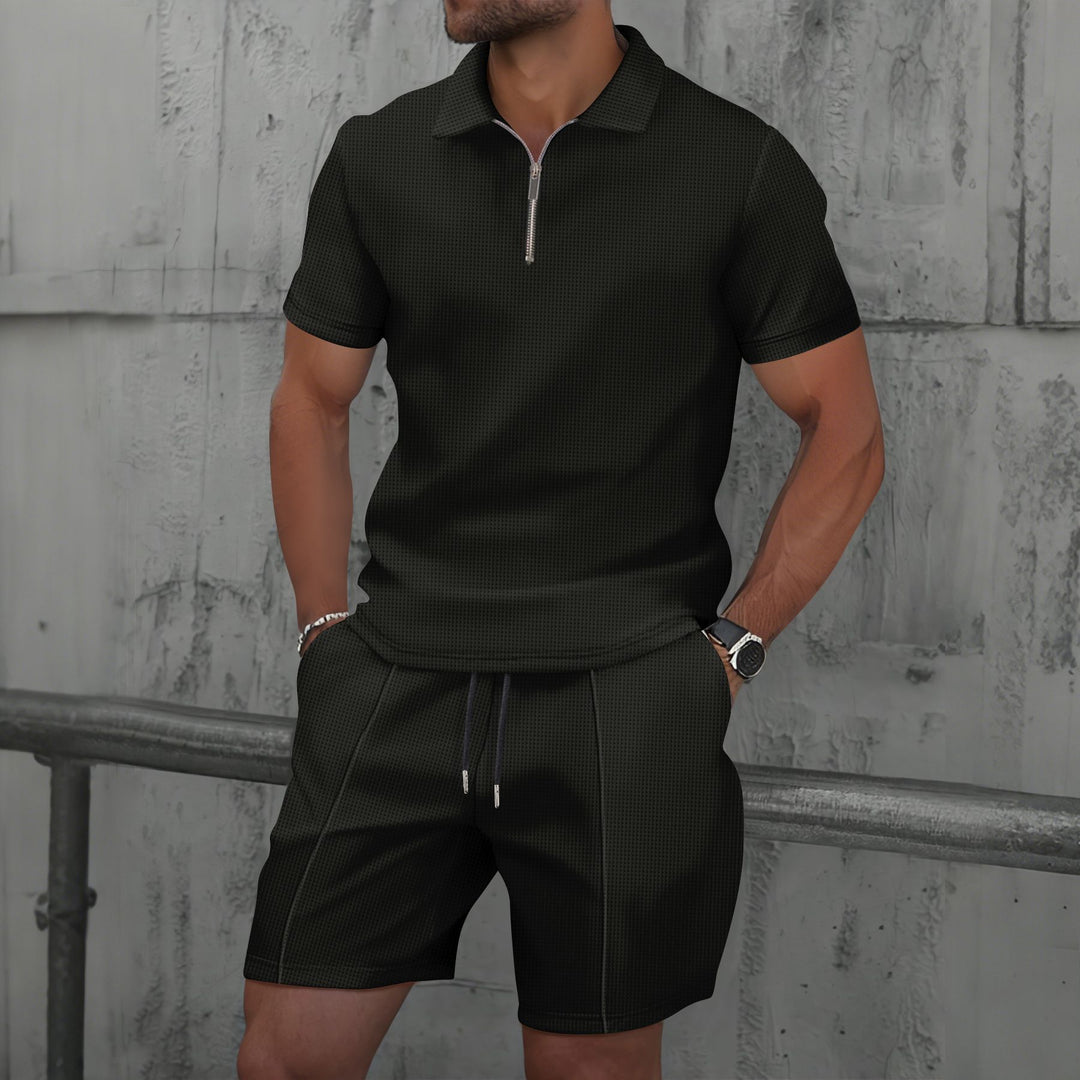 Herren Kurzarm Polohemd mit modischem Reißverschluss und sportlichem Design Echoarchiv