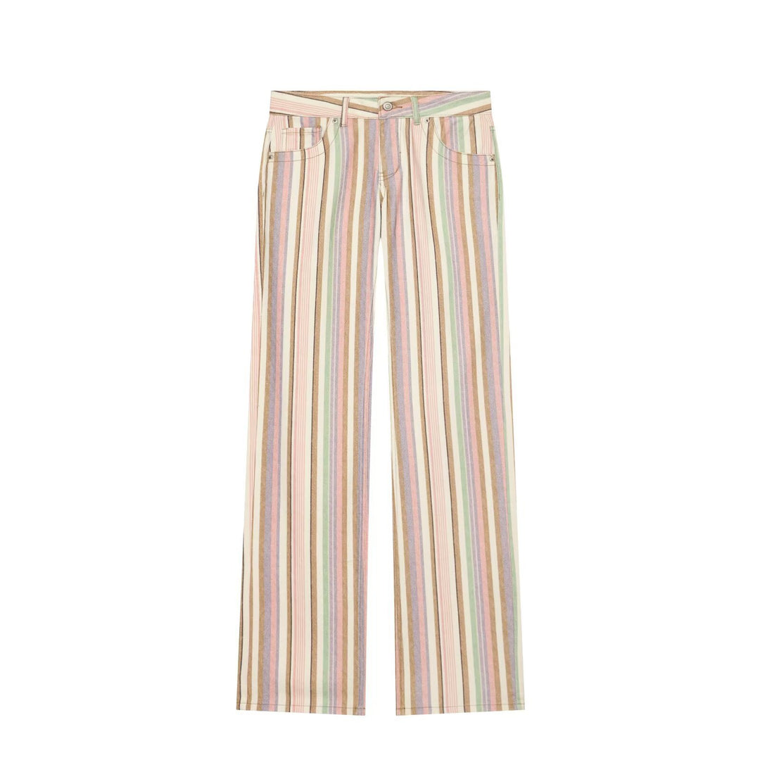 Damen Gestreifte Highwaist Palazzohose mit weitem Bein und Five‑Pocket-Details Echo Archiv