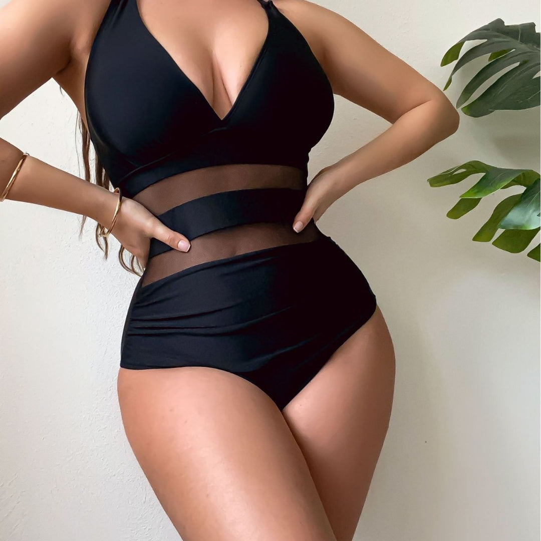 Damen Sportlicher Badeanzug mit transparenter Taille Echo Archiv