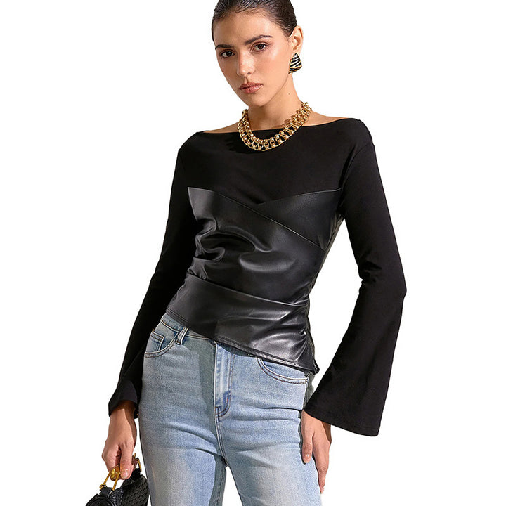 Damen Oberteil mit ausgefallenem Wickeldesign und eleganten Trompetenärmeln Echo Archiv