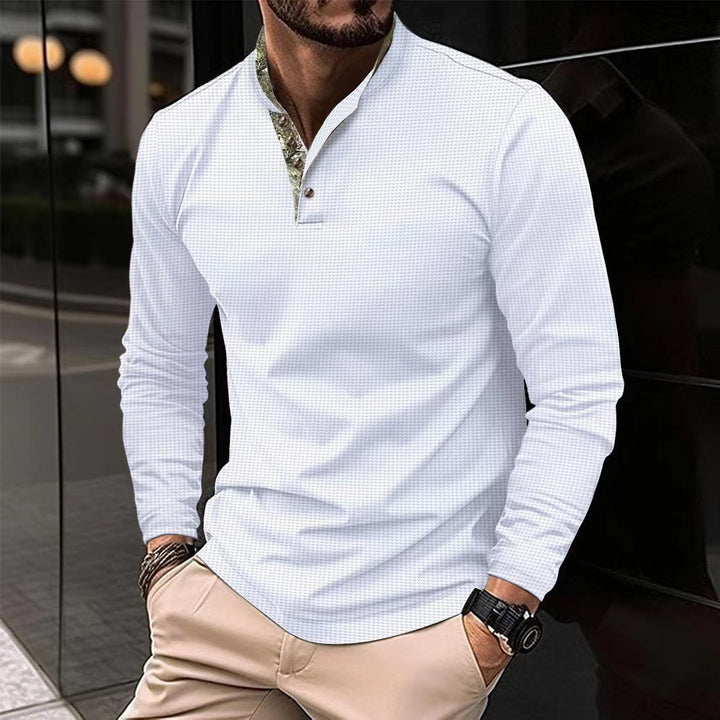 Herren Langarmshirt mit modischem Stehkragen und einzigartigem Muster Echoarchiv