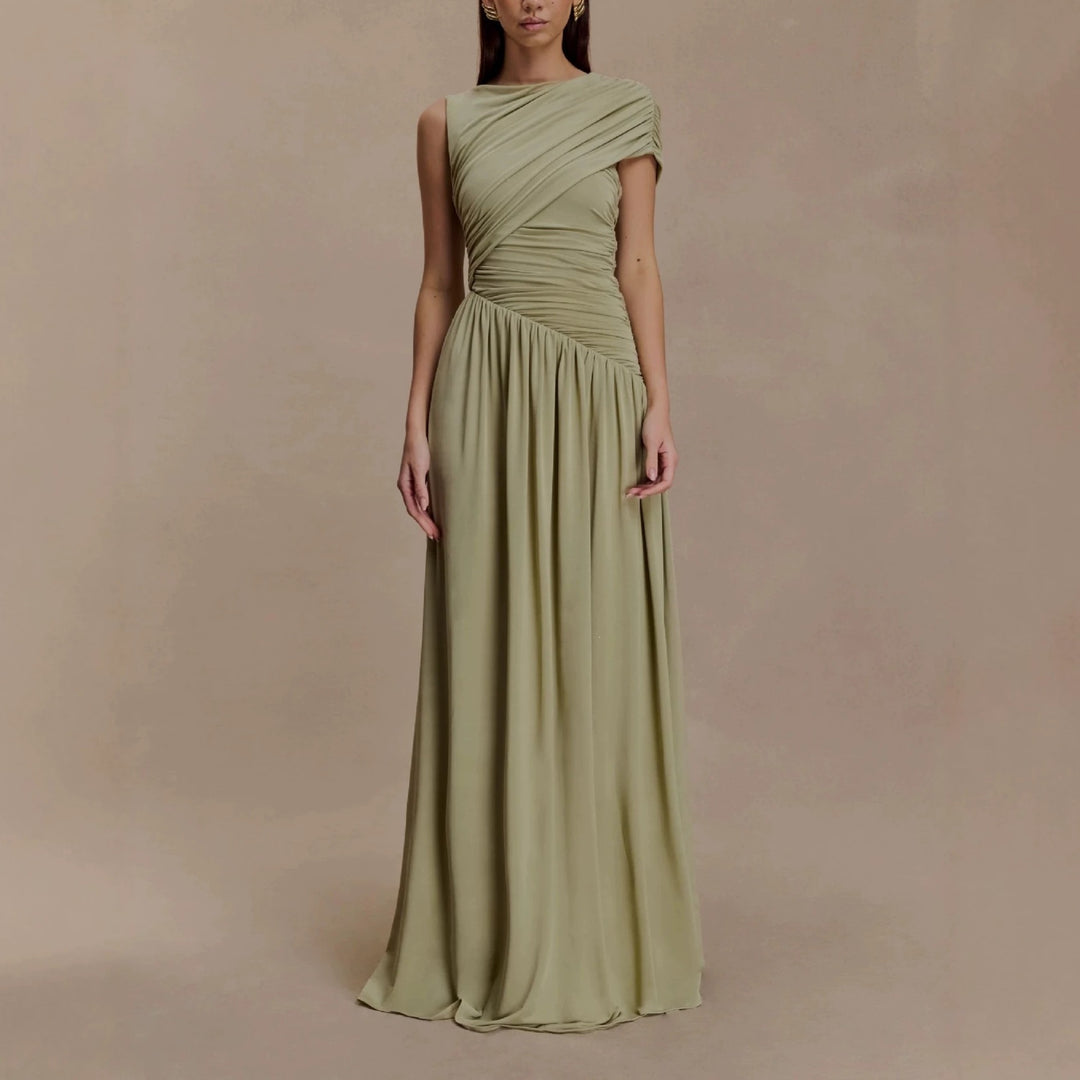 Damen Elegantes Abendkleid mit asymmetrischen Rüschendetails Echo Archiv