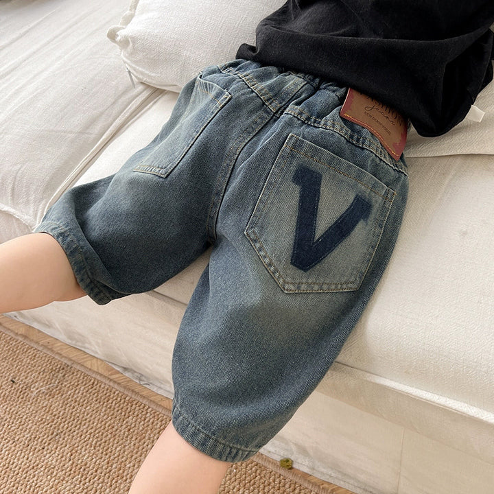 Unisex lässige Denim-Shorts mit Gummibund Echo Archiv