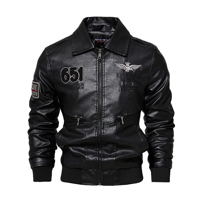Herren Robuste Lederjacke mit abnehmbarem Teddykragen Echo Archiv