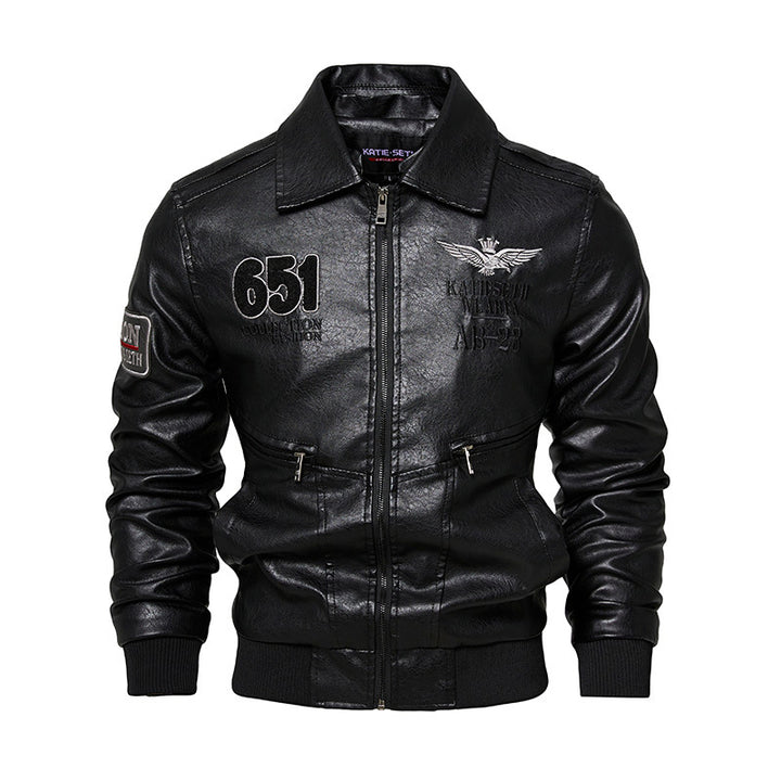 Herren Robuste Lederjacke mit abnehmbarem Teddykragen Echo Archiv