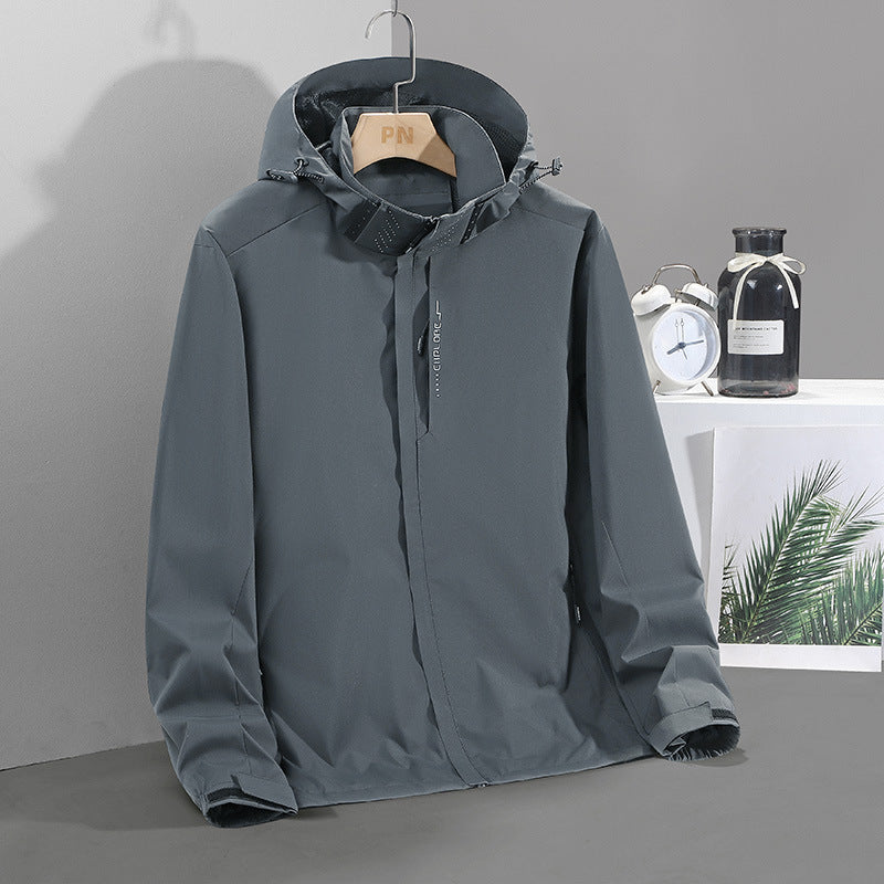 Herren Leichte wasserabweisende Softshell‑Außenjacke mit verstellbarer Kapuze und Sturmleiste – Taviero