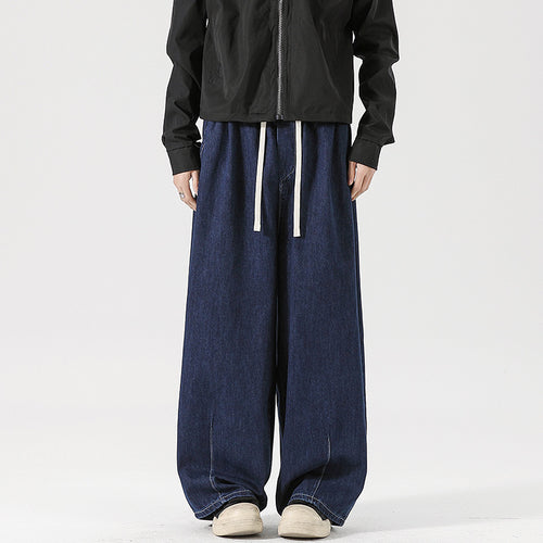 Damen Weite Denim-Palazzohose mit Tunnelzugbund, tiefem Schritt und extra weitem Bein Echo Archiv