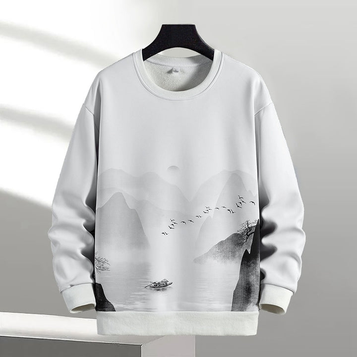 Unisex Oversize‑Sweatshirt mit Pinsel‑Print & geripptem Saum Echoarchiv