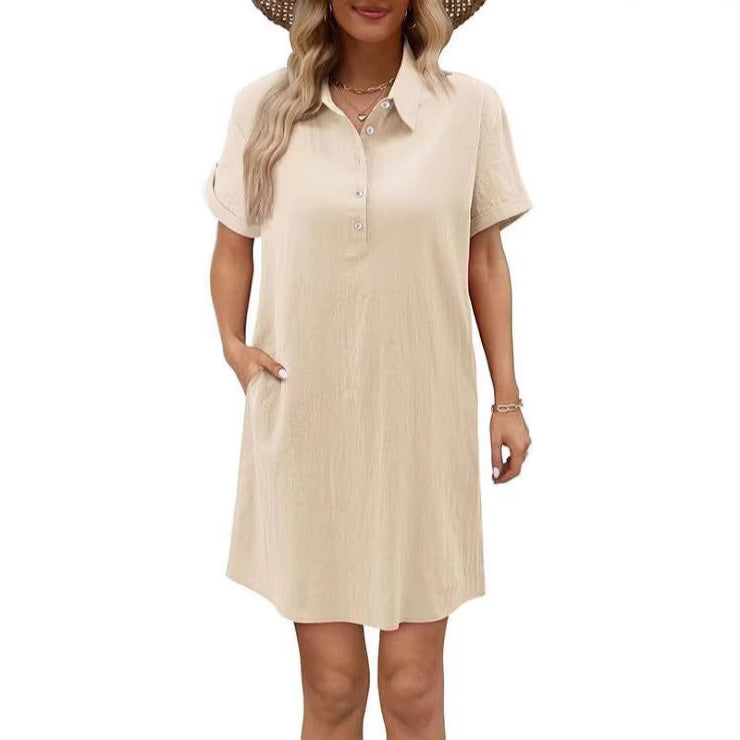 Damen lässiges Hemdkleid mit Knopfleiste und Seitentaschen Echo Archiv