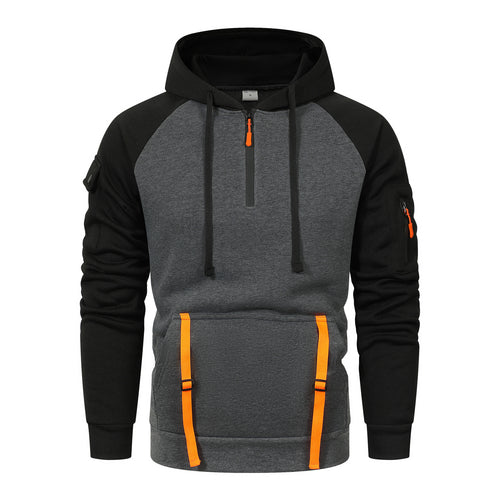 Herren Sportlicher Kapuzenpullover mit halbem Reißverschluss und praktischen Taschen Echoarchiv