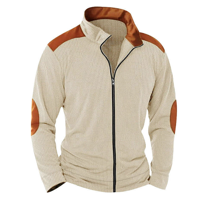 Herren Steppjacke mit hohem Kragen und Lederapplikationen Echoarchiv