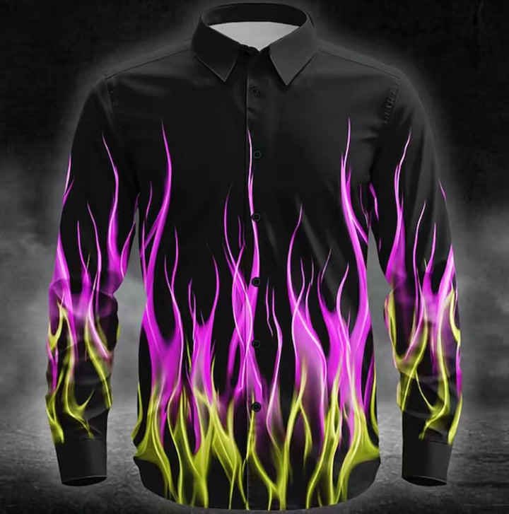 Herren Langarmhemd mit innovativem Flammenmuster Echoarchiv