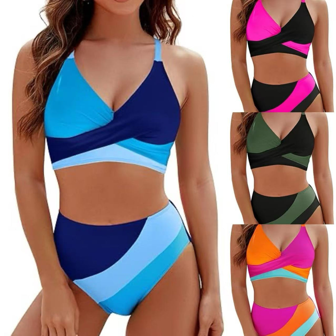 Damen Hoch tailliertes Bikini-Set mit modischem Wickeloberteil Echo Archiv
