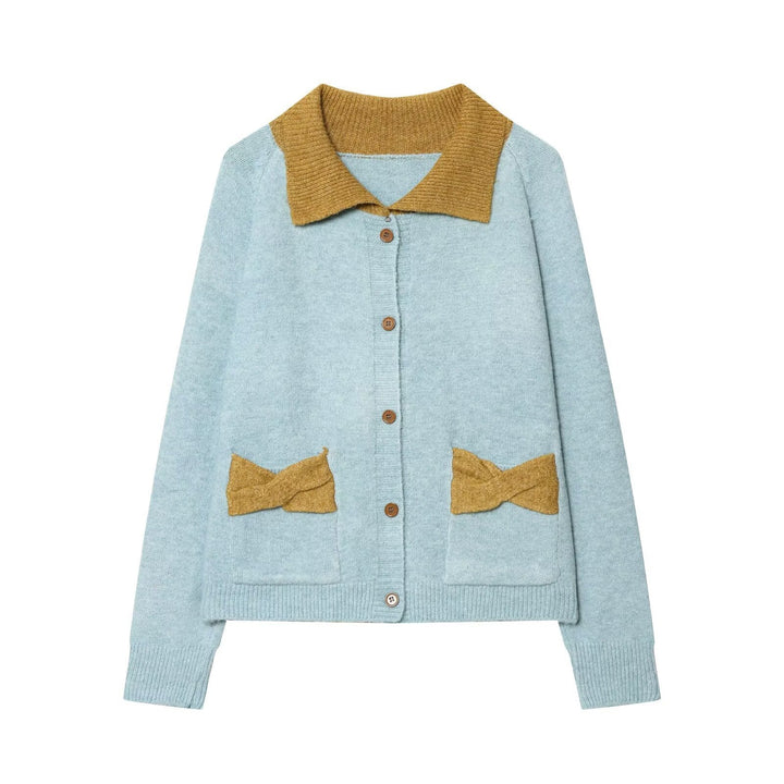 Damen Strickcardigan mit übergroßem Kragen und Schleifen‑Taschen Echo Archiv