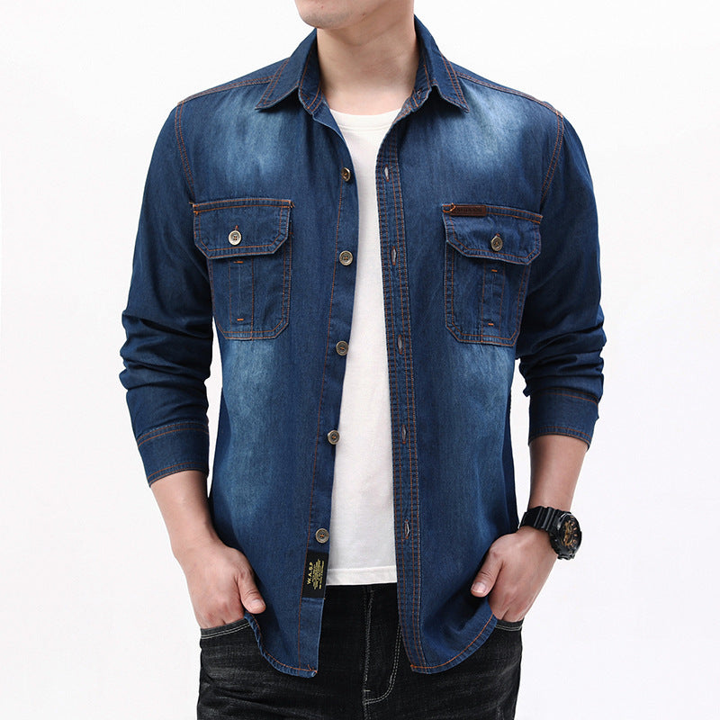 Herren Denim-Hemdjacke mit Utility-Taschen Echo Archiv