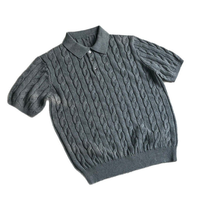 Herren Kurzarmstrickpullover mit strukturiertem Muster – Norvane