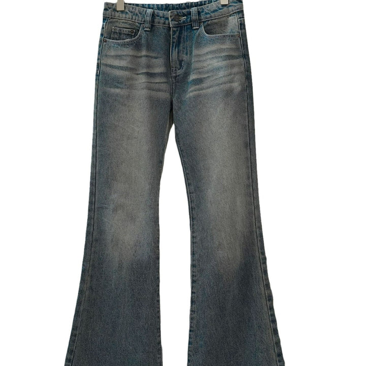 Damen Hochtaillierte Denim-Palazzohose im Vintage-Look mit weitem Bein und leichtem Schlag Echoarchiv