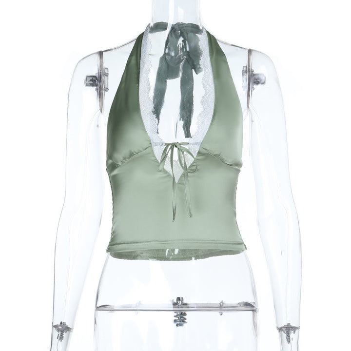 Damen Halter-Crop-Top mit feinen Spitzendetails Echo Archiv