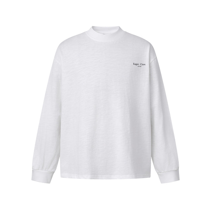 Unisex Oversize-Langarmshirt mit Slub-Baumwolle und halbhohem Rollkragen Echoarchiv