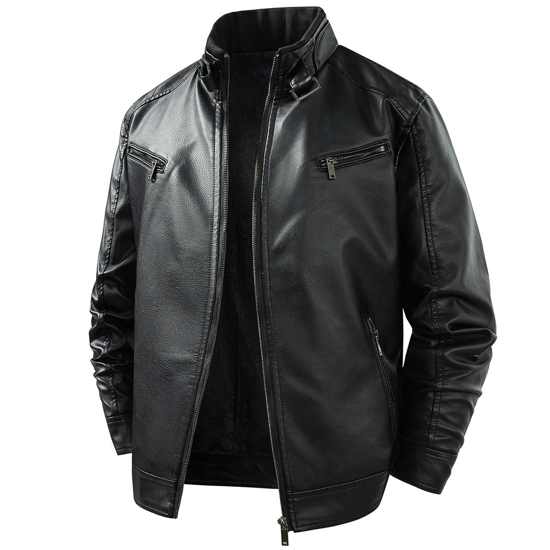 Herren Modische Lederjacke mit Fleece-Futter Echo Archiv