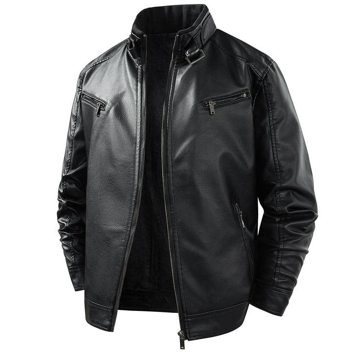 Herren Modische Lederjacke mit Fleece-Futter Echo Archiv