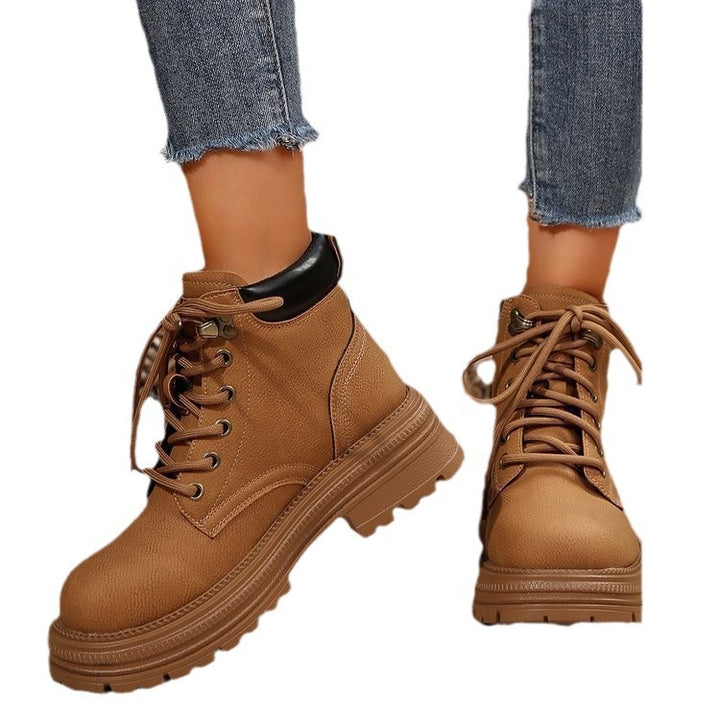 Damen Robuste Schnür‑Biker‑Ankleboots mit chunky Profilsohle und gepolstertem Schaft Echo Archiv