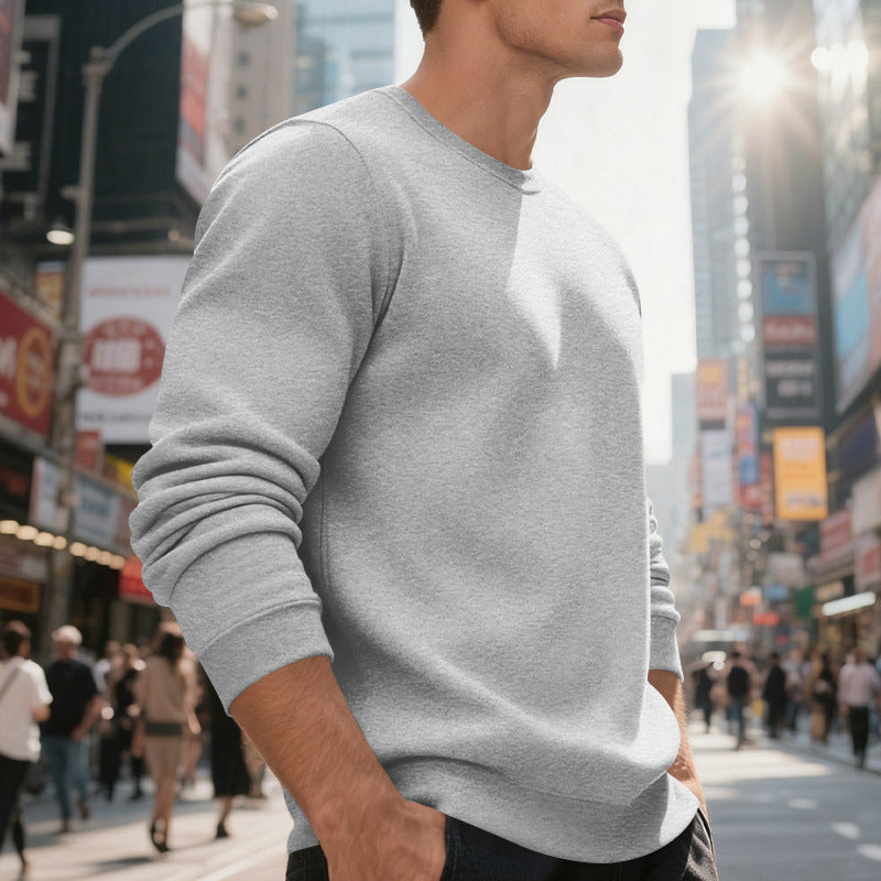 Herren lässiger Rundhals-Sweatshirt aus hochwertigem Baumwollmix mit strukturiertem Material Echoarchiv