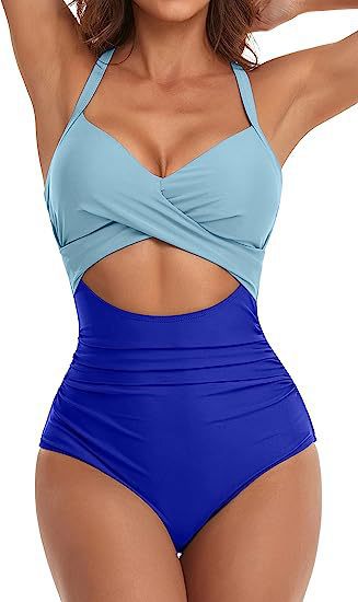 Damen Einteiliger Badeanzug mit elegantem Wickelschnitt Echo Archiv
