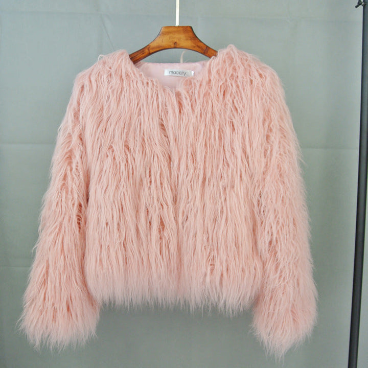 Damen Flauschige Kunstfelljacke mit lockerer Passform und voluminösem Design Echoarchiv
