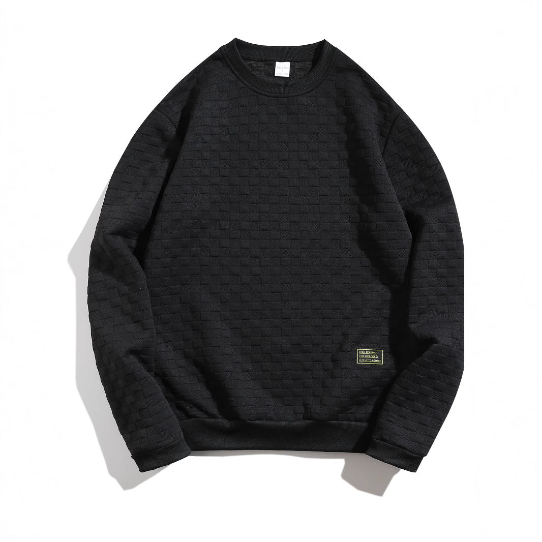 Herren lässiger Struktur-Sweater mit Rundhalsausschnitt und elastischen Bündchen Echoarchiv