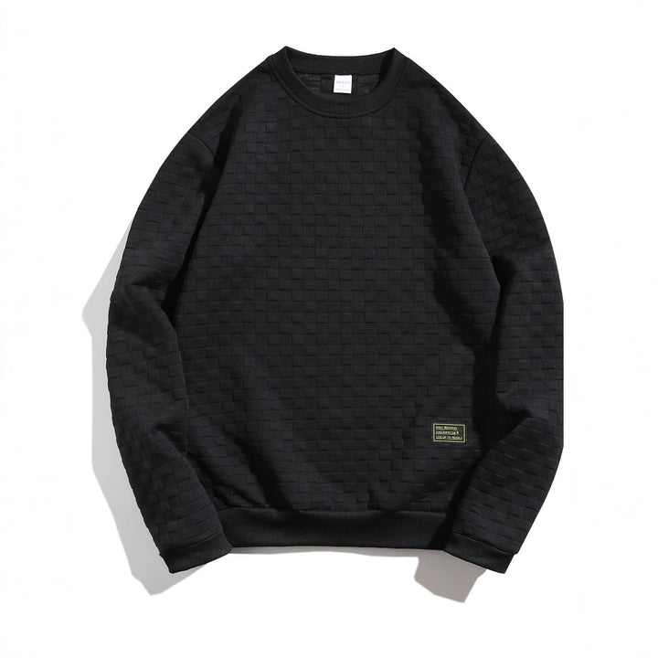 Herren lässiger Struktur-Sweater mit Rundhalsausschnitt und elastischen Bündchen Echoarchiv