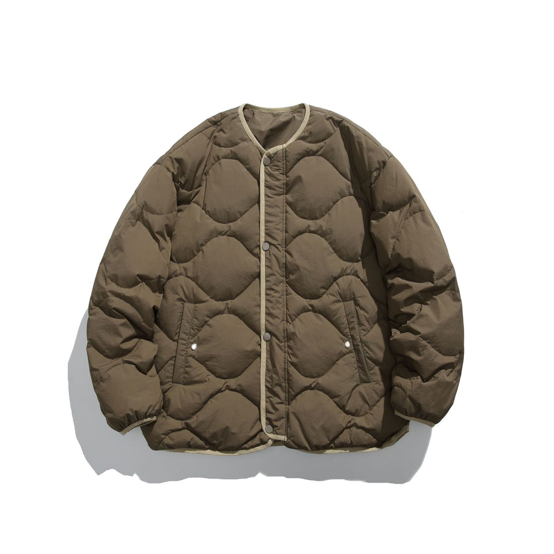 Unisex Boxy gesteppte Liner‑Jacke im Oversize‑Stil mit Rundhalsausschnitt Echoarchiv