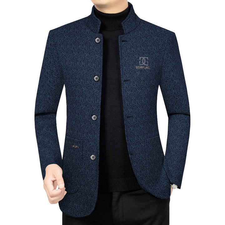 Herren Moderner Stehkragen-Blazer im Travel-Stil mit wattierter Innenfütterung – Tianoro