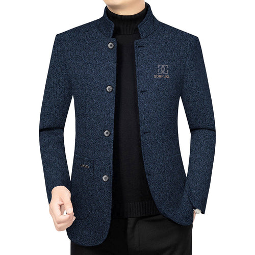 Herren Moderner Stehkragen-Blazer im Travel-Stil mit wattierter Innenfütterung – Tianoro