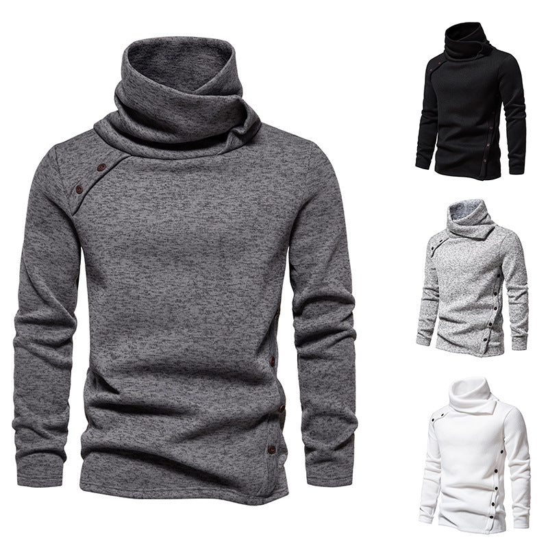 Herren modisches Kapuzenpullover mit asymmetrischem Design und Knopfdetails Echoarchiv
