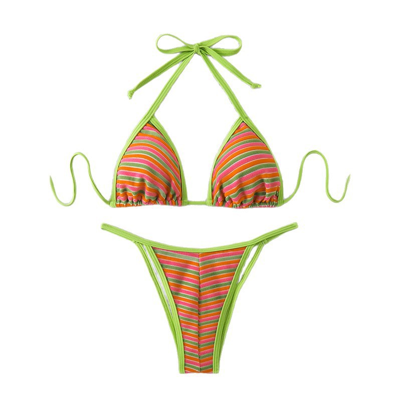 Damen Triangel-Bikini mit verspieltem Streifenmuster und verstellbaren Trägern Echo Archiv