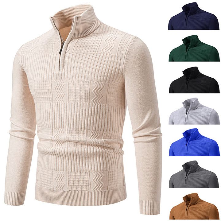 Herren Strukturierter Halbzip-Mockneck-Pullover mit Zopfmuster Echo Archiv
