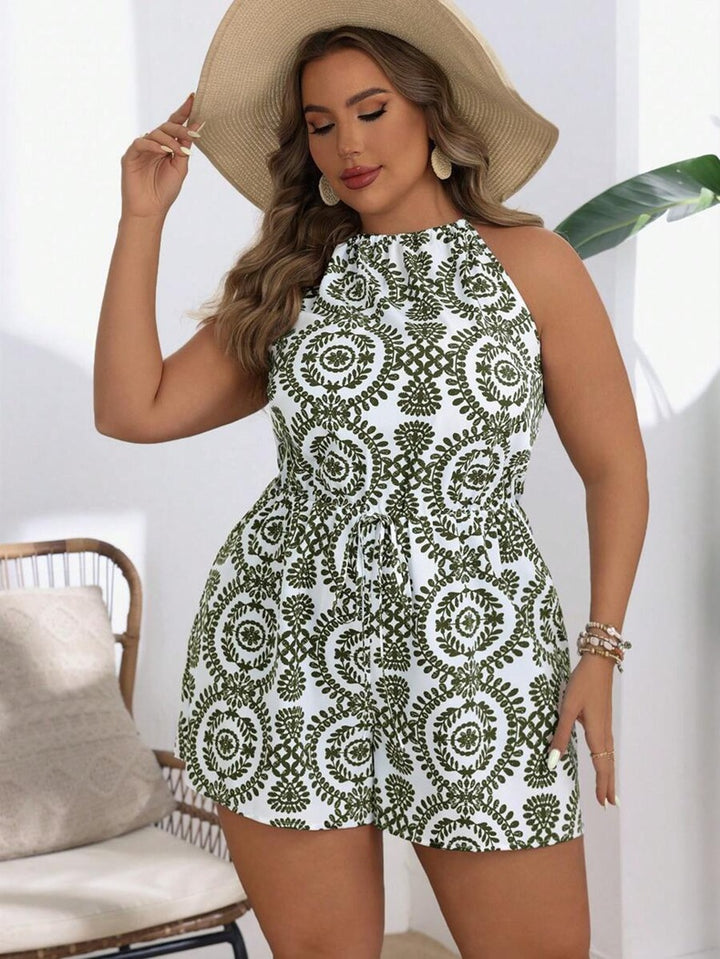 Damen Stylischer Jumpsuit mit elegantem Halterkragen und Bindewurst Echo Archiv