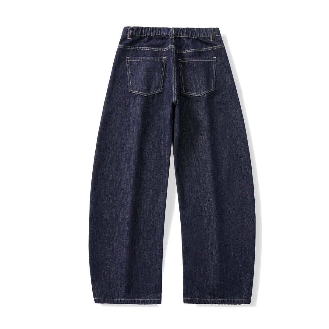 Damen Weite hochgeschnittene Cropped-Jeans aus Raw-Denim mit klassischem Taschen-Design Echoarchiv