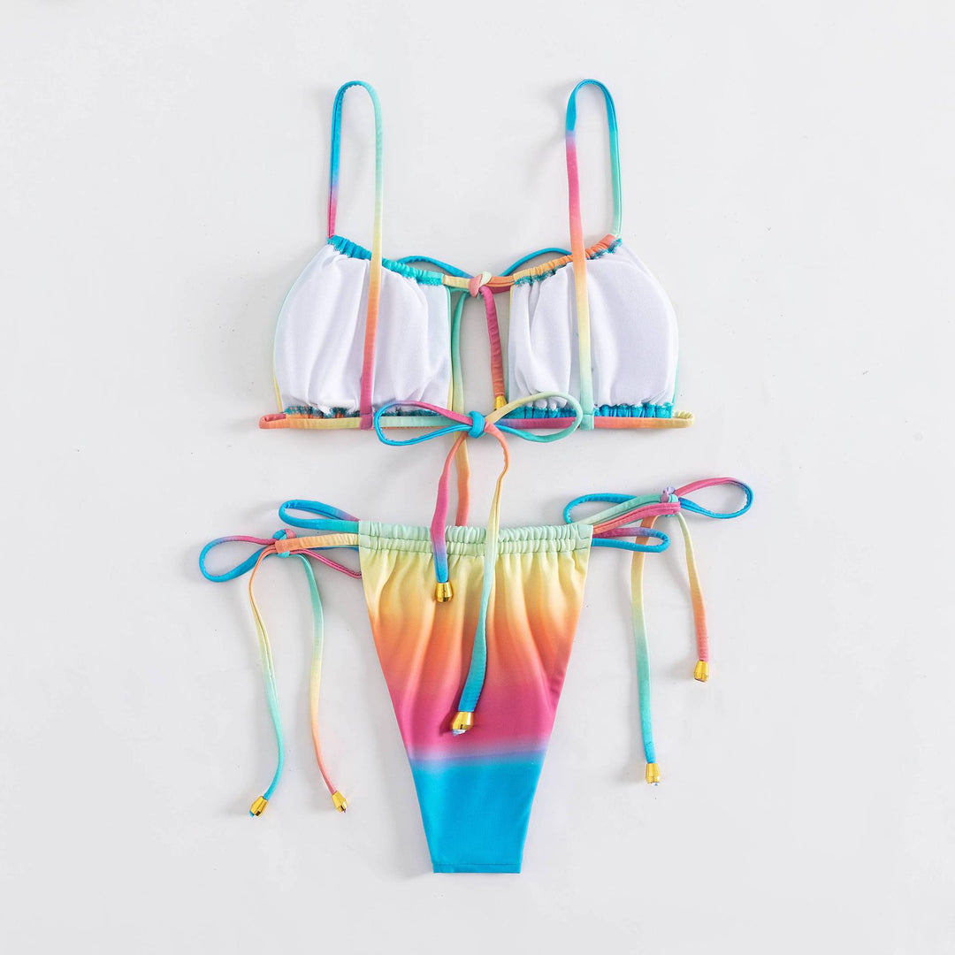 Damen Bikiniset mit verstellbaren Trägern und buntem Farbverlauf Echo Archiv